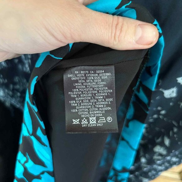 Leifsdottir Anthropologie Silk Mini Sheath Dress Blue Black Floral Womens Size 0 - Picture 9 of 11